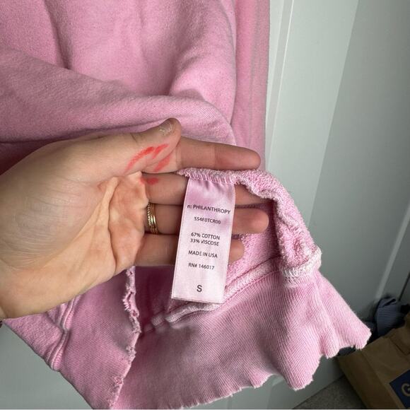 N:Philanthropy Belize Neon Pink Distressed Crewneck Pullover Sweatshirt Small - Picture 7 of 7